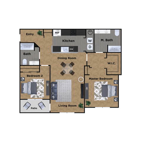 Pioneer Meadows Two Bedroom Two Bathroom A Floor Plan